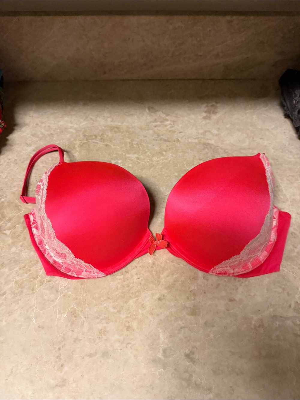 Victoria's Secret Hot Pink Lace-Trim Push-Up Bra